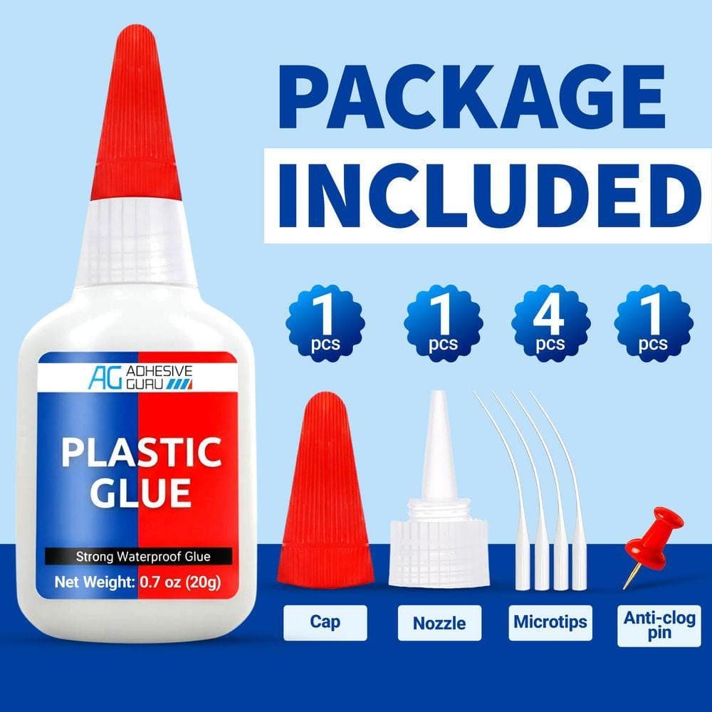 AG ADHESIVE GURU AG Plastic Glue-0.7 oz. Super Glue, Fast-Drying, Clear Strong Adhesive for Plastic Repairs, Models & Toys (1-Pack) (2)