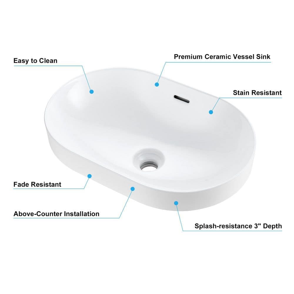 LUXIER Oval 21-1/4 in. Drop-In Ceramic Bathroom Sink in White (3)