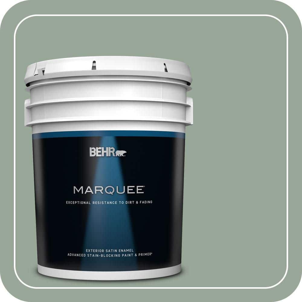 BEHR MARQUEE 5 gal. #MQ6-17 Green Trellis Satin Enamel Exterior Paint & Primer