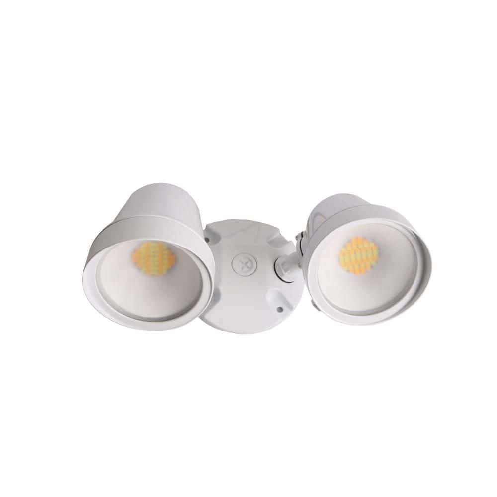Commercial Electric 1400 x 2 Lumen White Metal Hardwired LED Outdoor Spotlight with Dimmable 5CCT Integrated Bulb 1-Pack (2)
