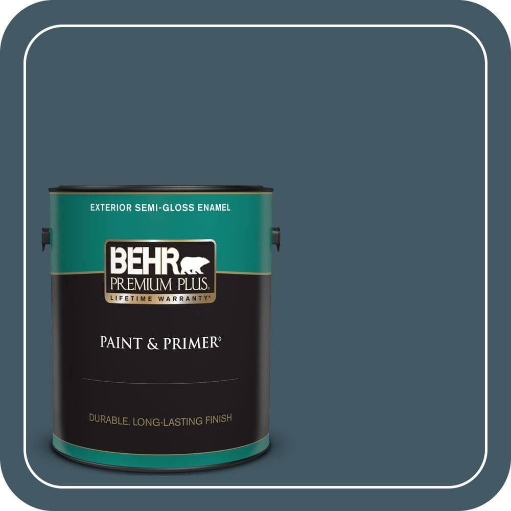 BEHR PREMIUM PLUS 1 gal. #S480-7 Midnight in the Tropics Semi-Gloss Enamel Exterior Paint & Primer