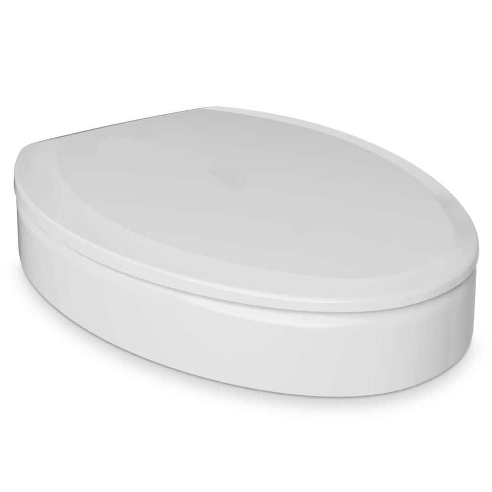 Wudkey White 3 in. Elevated Elongated Toilet Seat Riser, 18.5 in. Soft Close Heavy Duty Raised Toilet Bowl Seat (1)