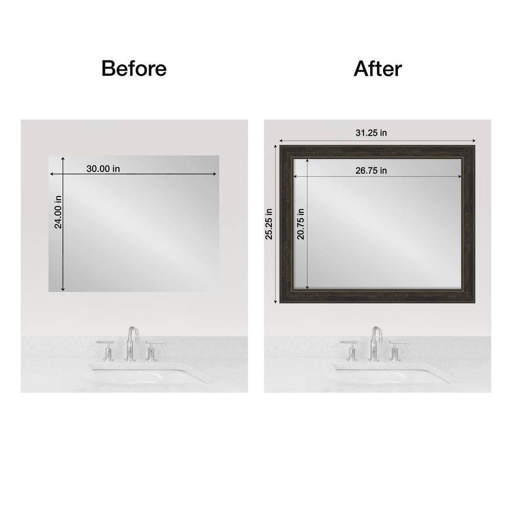 Amanti Art Mirror Makeover Shipwreck Greywash Narrow 25.25 in. W x 31.25 in. H Bathroom Mirror Frame Border Kit-Fits 24 x 30 Mirror (2)