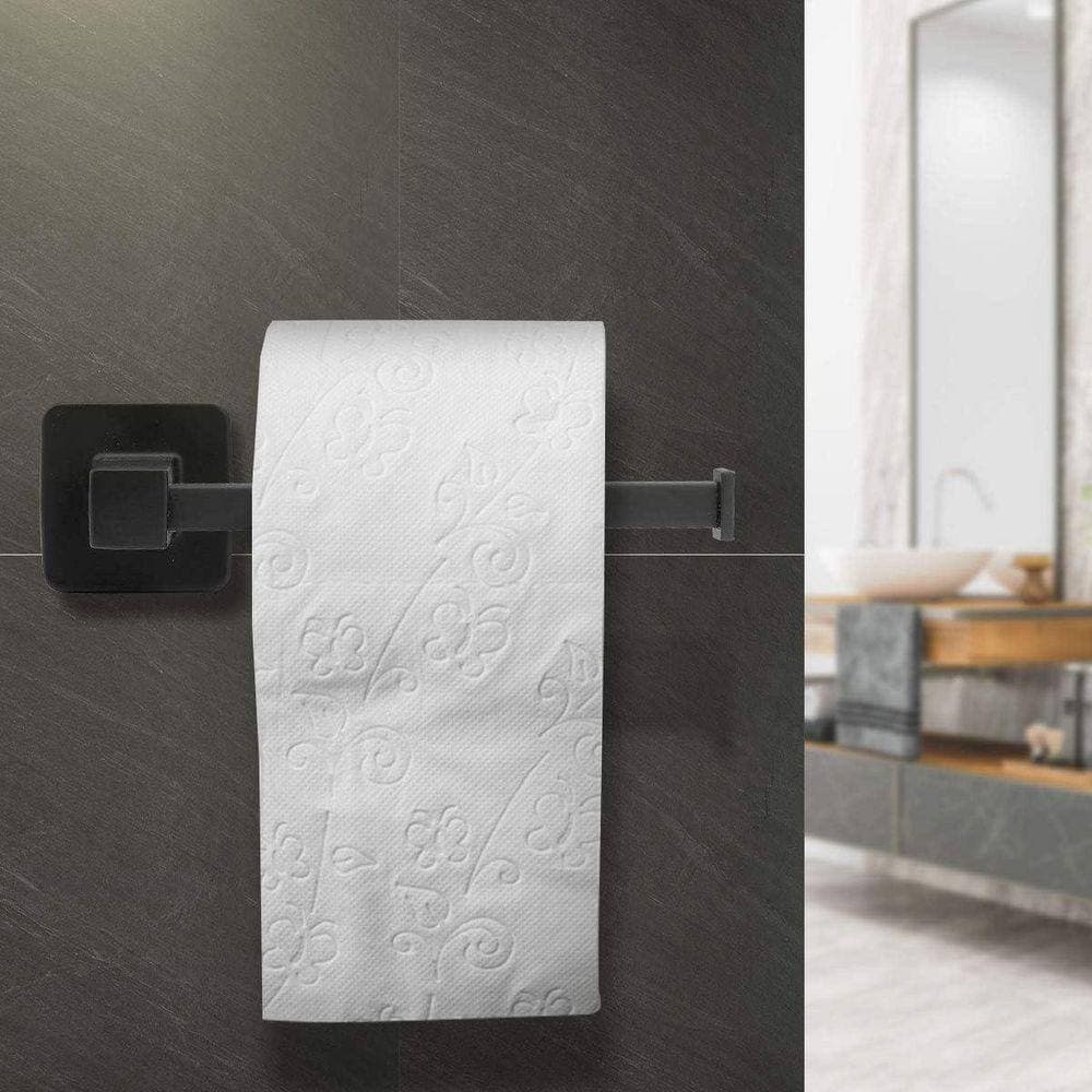 Unbranded 4-Piece Bathroom Hardware Set with Towel Bar Towel Ring Robe Hook Toilet Paper Holder in Matte Black Stainless Steel (3)