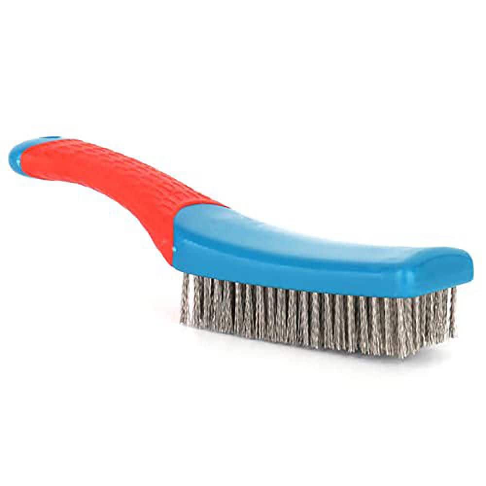 Unbranded Stainless Steel Wire Brush 15.5x3.5cm for Rust Removal and Concrete Cleaning with Ergonomic Silicone Handle (2)