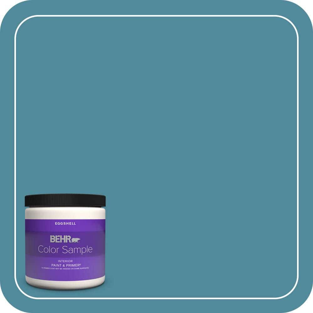 BEHR PREMIUM PLUS 8 oz. #S460-5 Blue Square Eggshell Enamel Interior Paint & Primer Color Sample