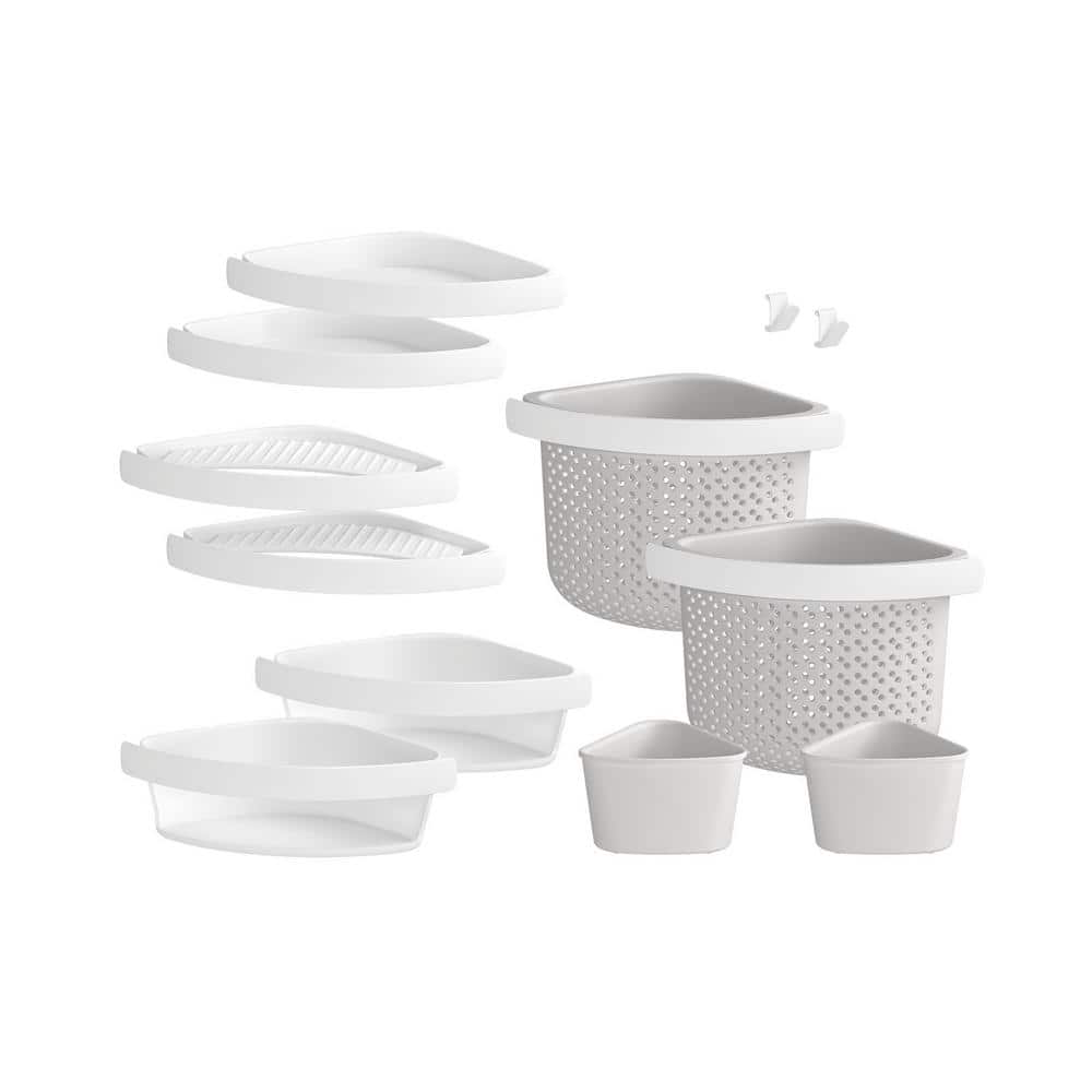 Sterling STORE+ 12-Piece Wall Mounted Shower Caddy in White Finish