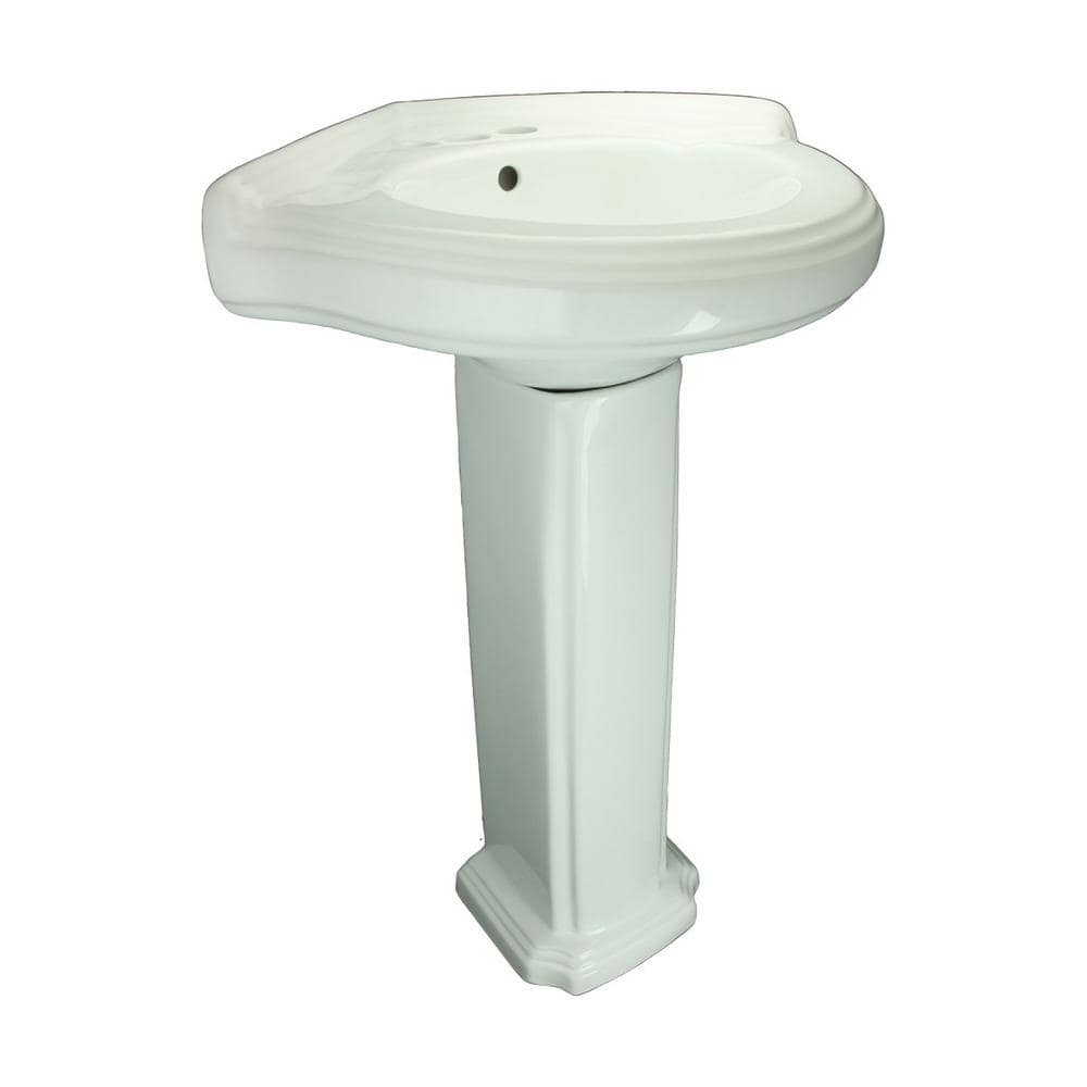 RENOVATORS SUPPLY MANUFACTURING Portsmouth 22 in. Corner Pedestal Combo Bathroom Sink in White with Overflow (3)