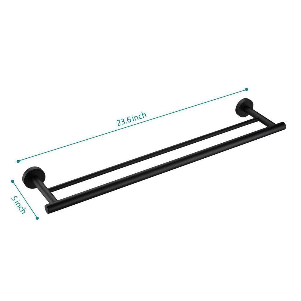 Flynama 1 in. W x 5 in. H x 23.6 in. D Stainless Steel Rectangular Shelf in Matte Black, Wall Mounted Towel BarTowel Bar (3)