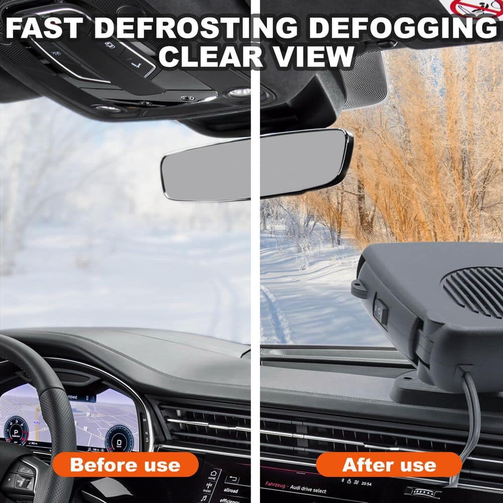 Unbranded 12V 200W Electric Car Heater and Defroster, 360° Rotation, Dual Heating/Cooling Modes, Cigarette Lighter Plug, Black (2)