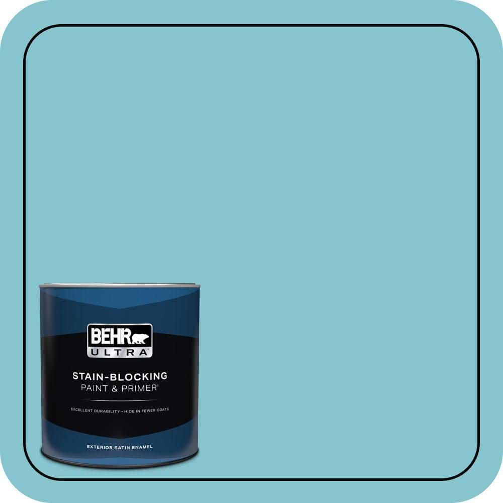 BEHR ULTRA 1 qt. #520D-4 Shallow Sea Satin Enamel Exterior Paint & Primer