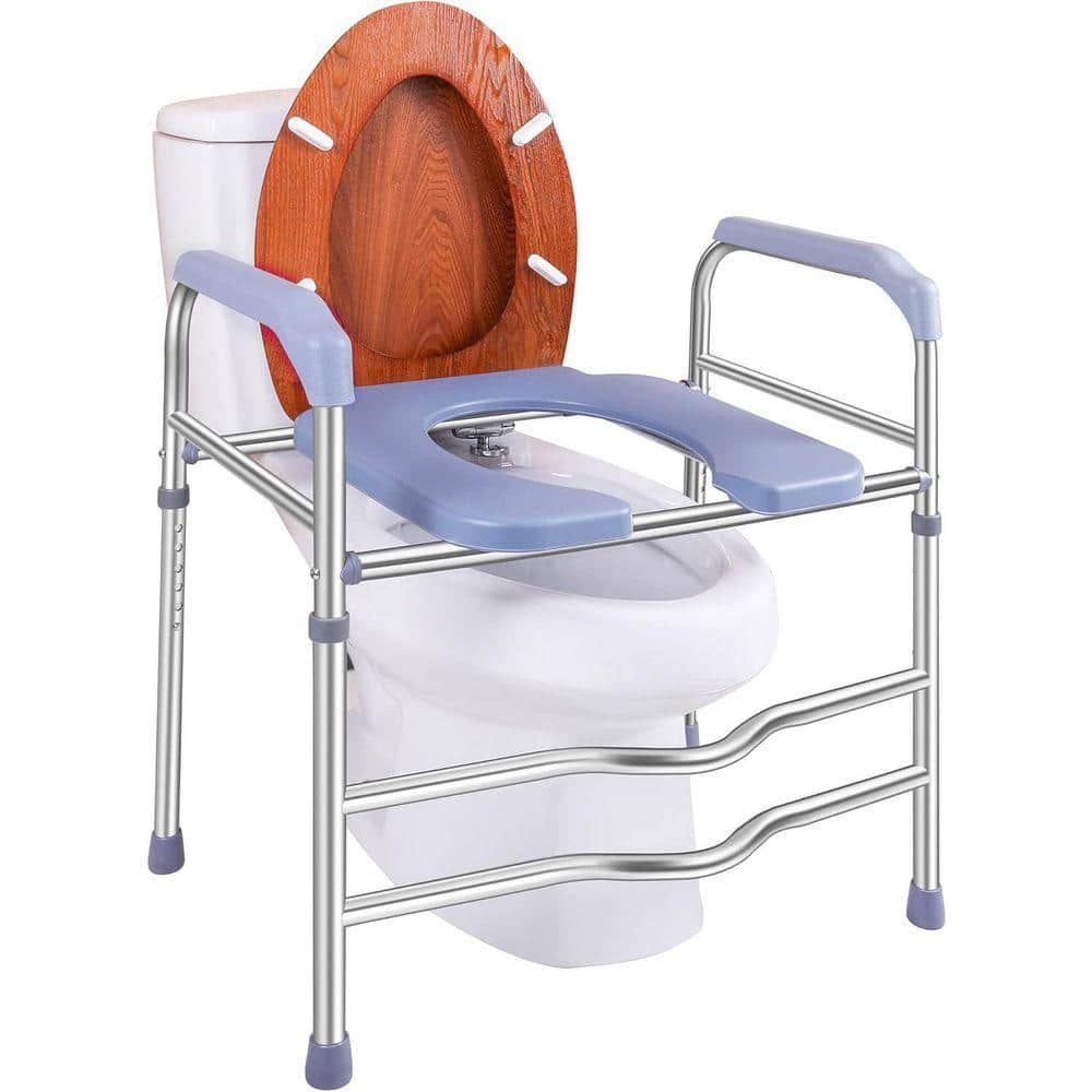 Lynzavix 17.7 in. W x 25 in. L 6 Adjustable Height and Sturdy Elevated Toilet Seat For Elderly, Pregnant and Handicap in Blue (1)