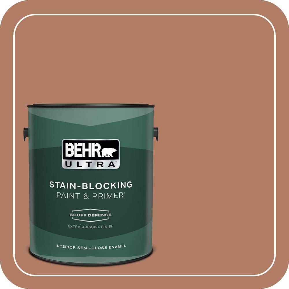 BEHR ULTRA 1 gal. #PMD-84 Pecan Extra Durable Semi-Gloss Enamel Interior Paint & Primer
