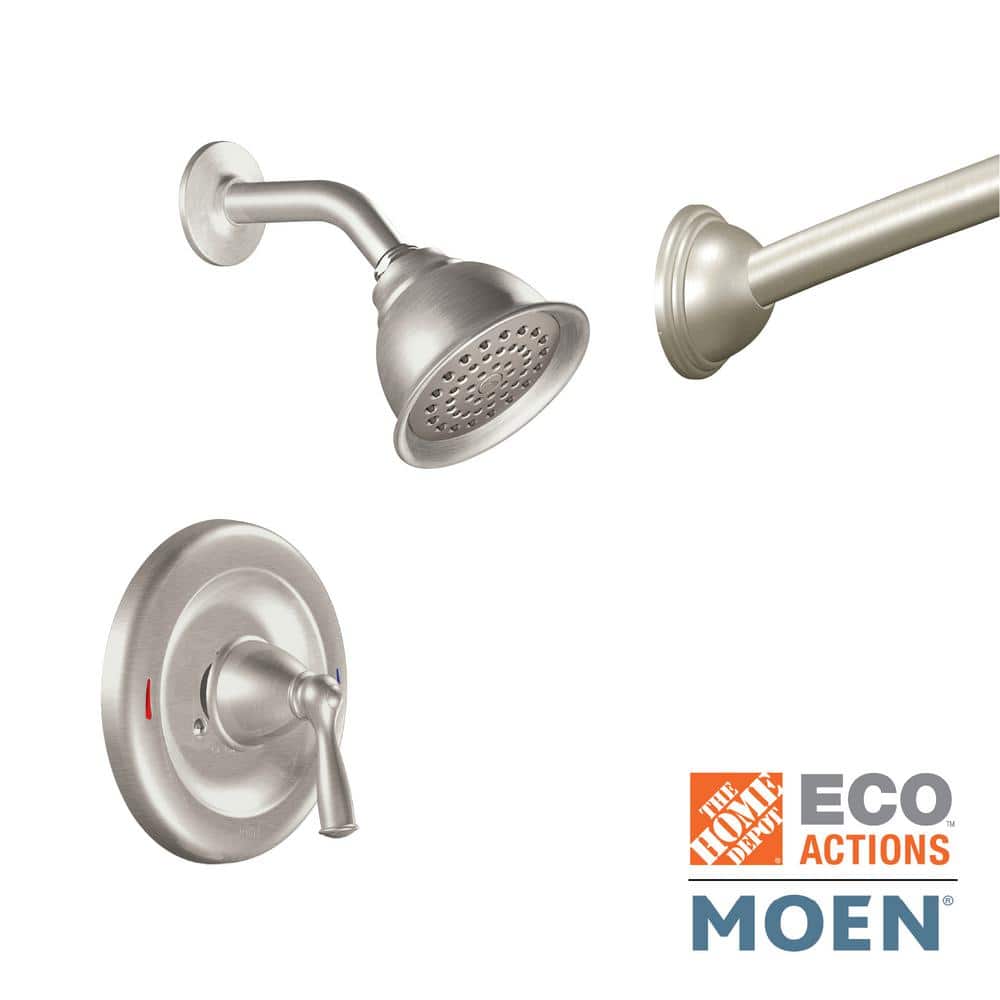 MOEN Banbury 1-Spray Single-Handle Shower Faucet in Spot Resist Brushed Nickel with Shower Rod (Valve Included) (1)