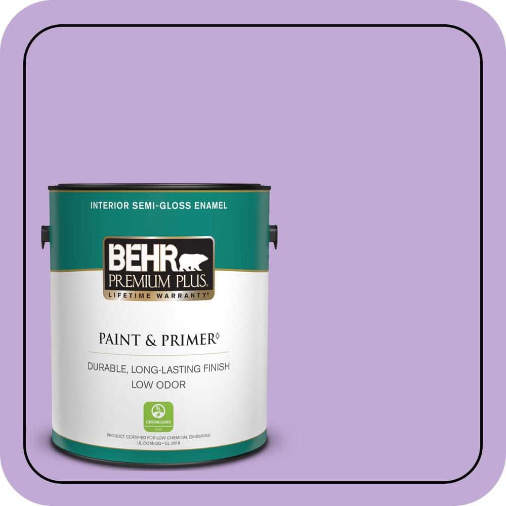 BEHR PREMIUM PLUS 1 gal. #MQ4-59 Purple Gladiola Semi-Gloss Enamel Low Odor Interior Paint & Primer