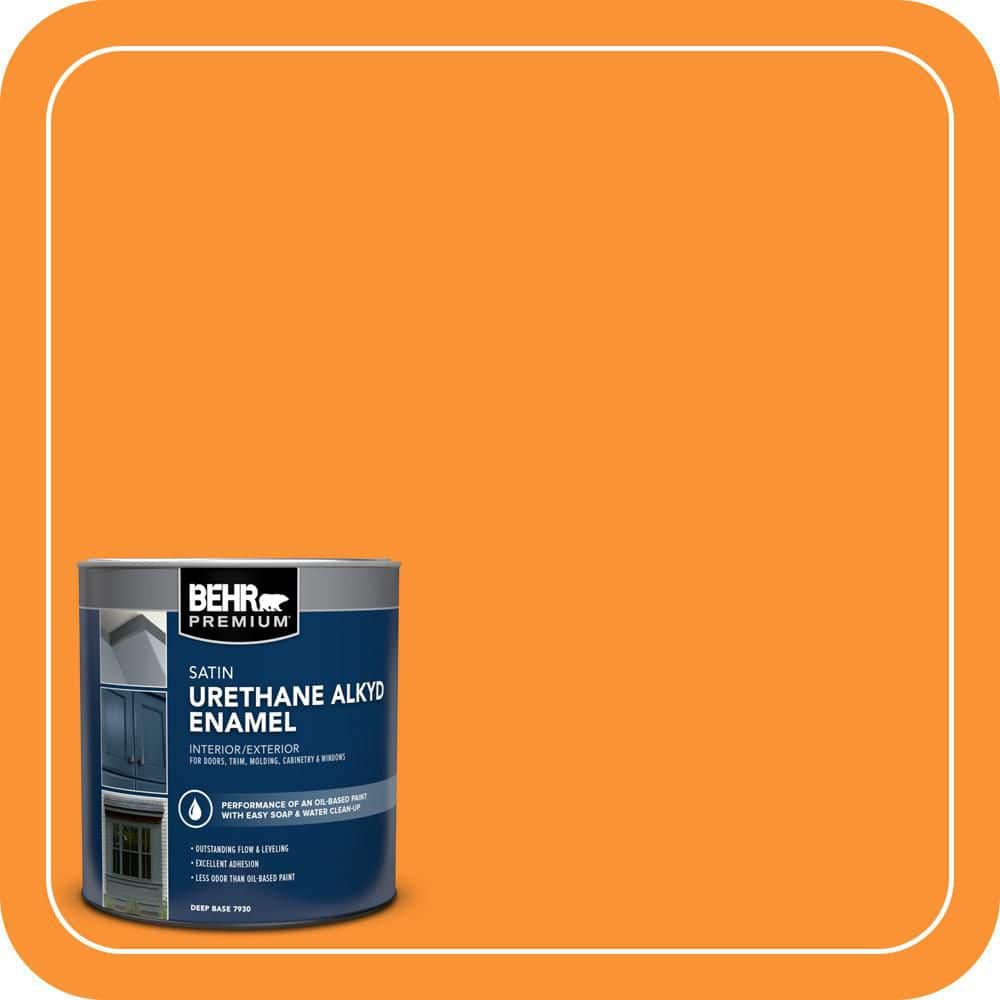 BEHR PREMIUM 1 qt. #P240-7 Joyful Orange Satin Enamel Urethane Alkyd Interior/Exterior Paint