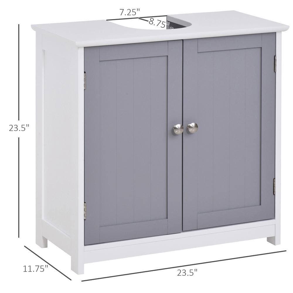 Tileon 23.5 in. W x 11.75 in. D x 23.5 in. H Bath Vanity Cabinet without Top in Gray, Bathroom Cabinet with U-Shape Cut-Out (3)