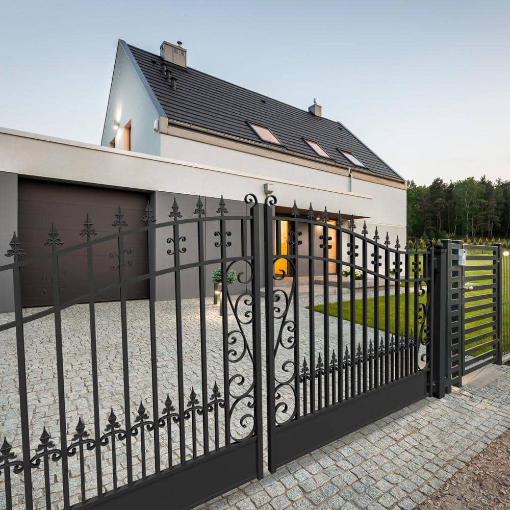 ALEKO Venice Style 12 ft. 6 ft. Black Steel Dual Swing Driveway Fence Gate (2)