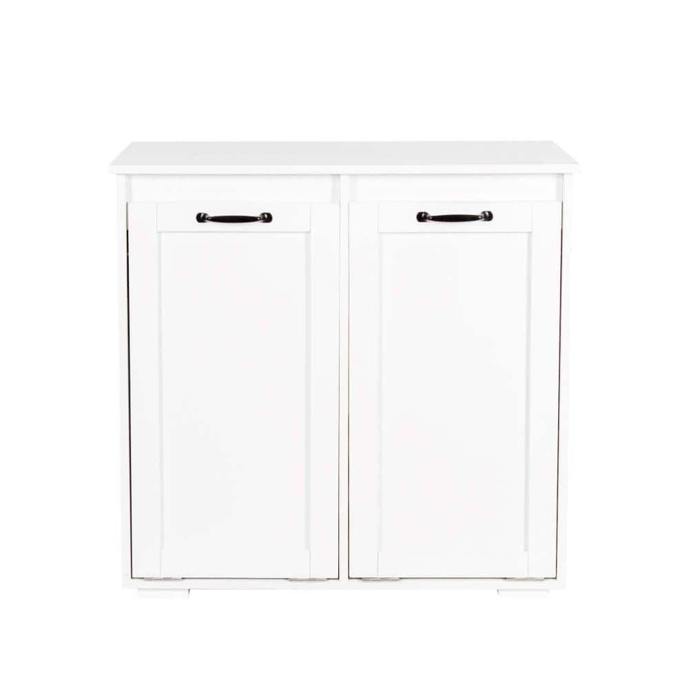 XUJMK 32 in W x 16 in D x 30 in H Linen Cabinet, Laundry Cabinet in White with 2 Removable Liner Bags, Perfect Storage