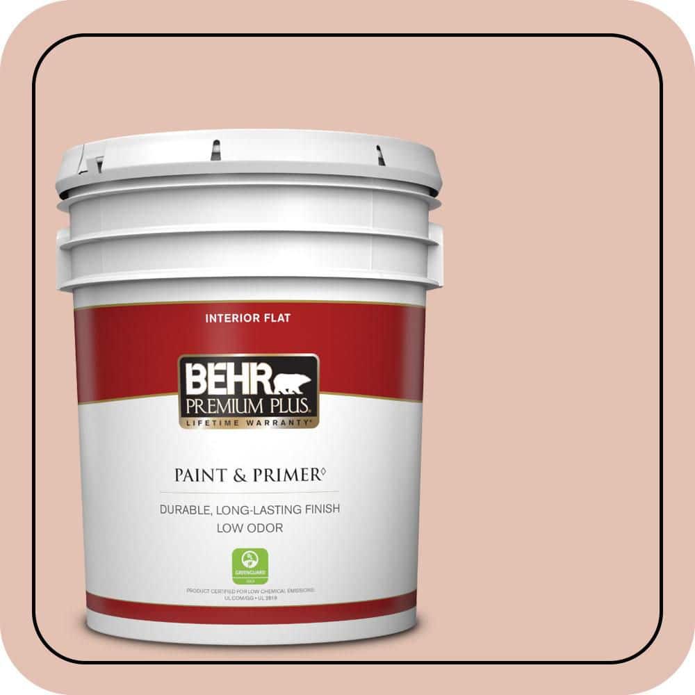 BEHR PREMIUM PLUS 5 gal. #S180-2 Sunwashed Brick Flat Low Odor Interior Paint & Primer (1)