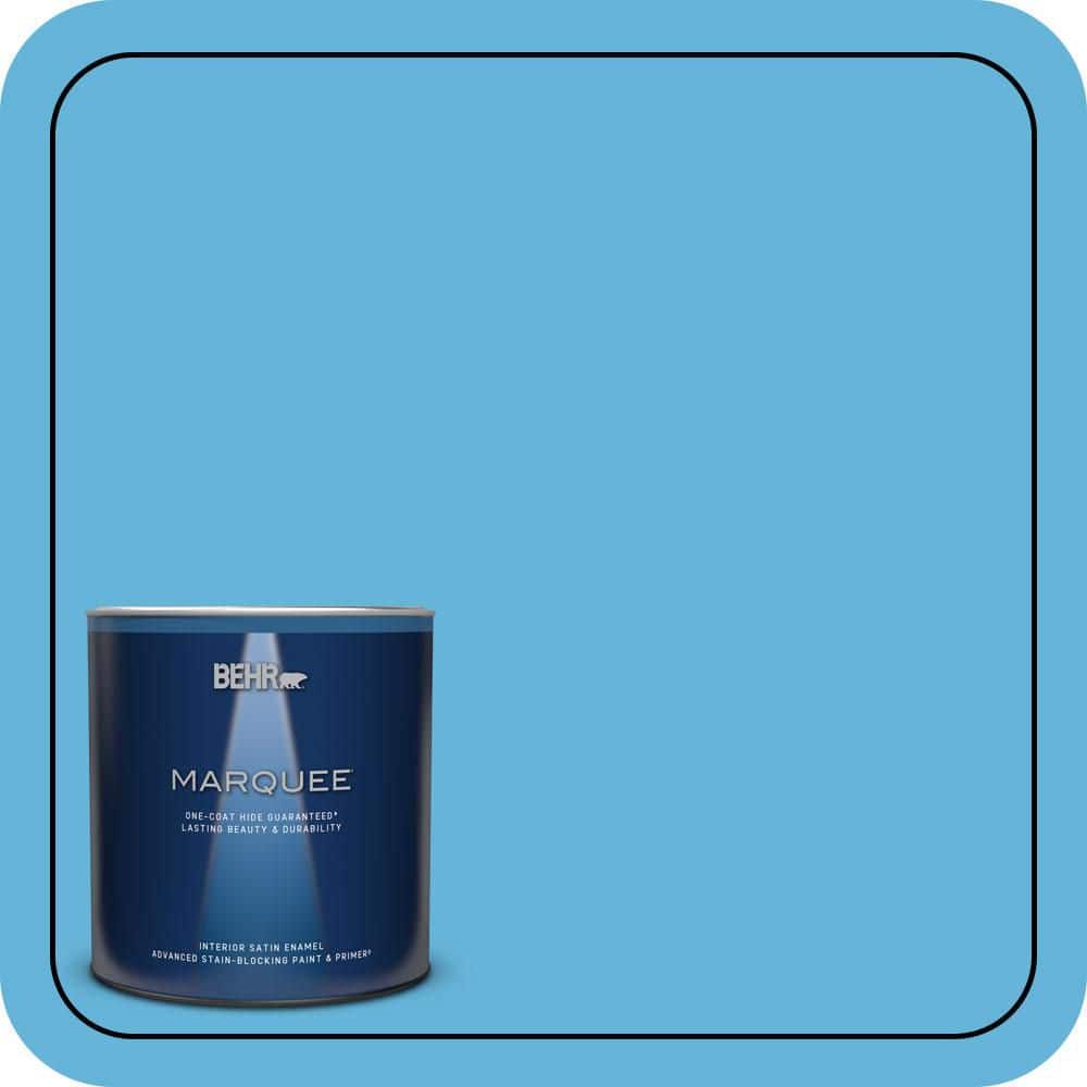 BEHR MARQUEE 1 qt. #540B-5 Riviera Blue Satin Enamel Interior Paint & Primer