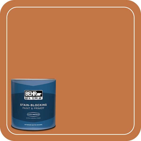 BEHR ULTRA 1 qt. #PPU3-02 Marmalade Glaze Extra Durable Satin Enamel Interior Paint & Primer (2)