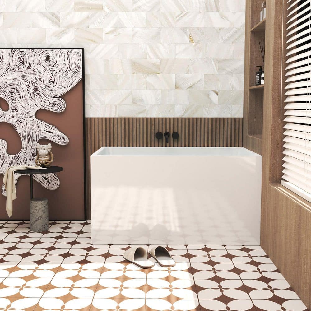 Boosicavelly 47 in. x 28 in. Acrylic Surface Freestanding Soaking Bathtub in Glossy White (2)