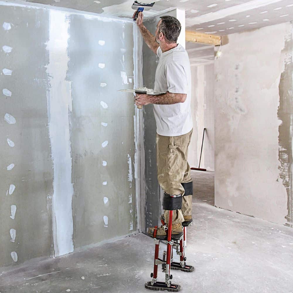 MetalTech Buildman 18 in. to 30 in. Aluminum Adjustable Self-Locking Drywall Stilts with Anti-Fatigue Straps, 225 lbs. Capacity (2)