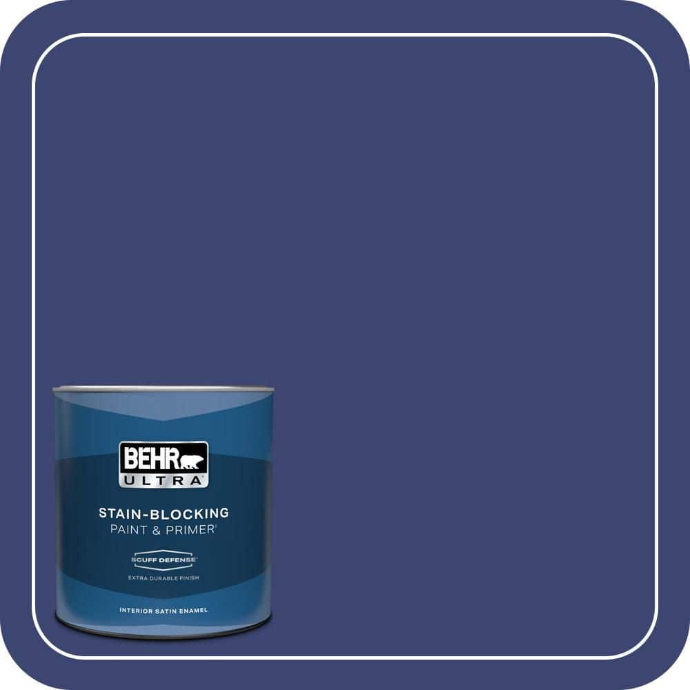BEHR ULTRA 1 qt. #T18-18 Constellation Blue Extra Durable Satin Enamel Interior Paint & Primer