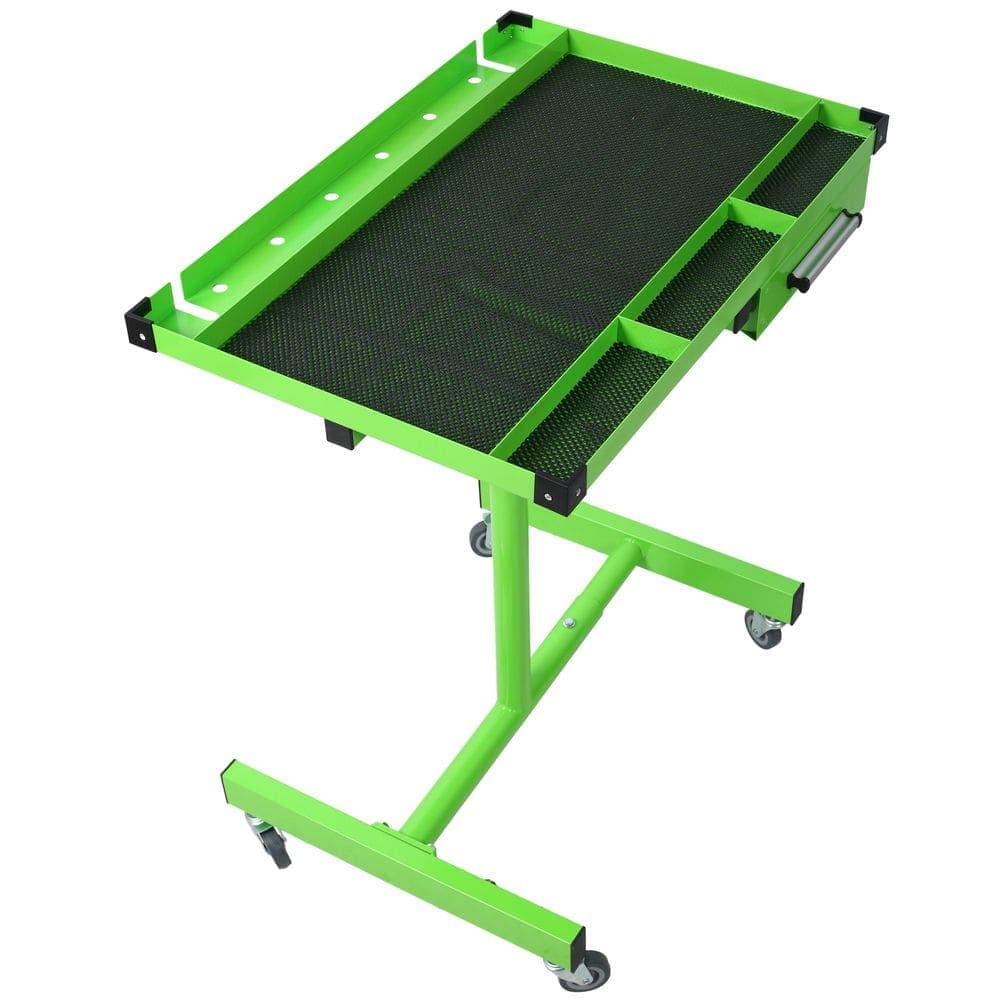 maocao hoom Heavy Duty Steel Rubber Corners Adjustable Tear Down Work Table with Drawer 2.5 in. Swivel Casters, 220 lbs. Capacity (1)