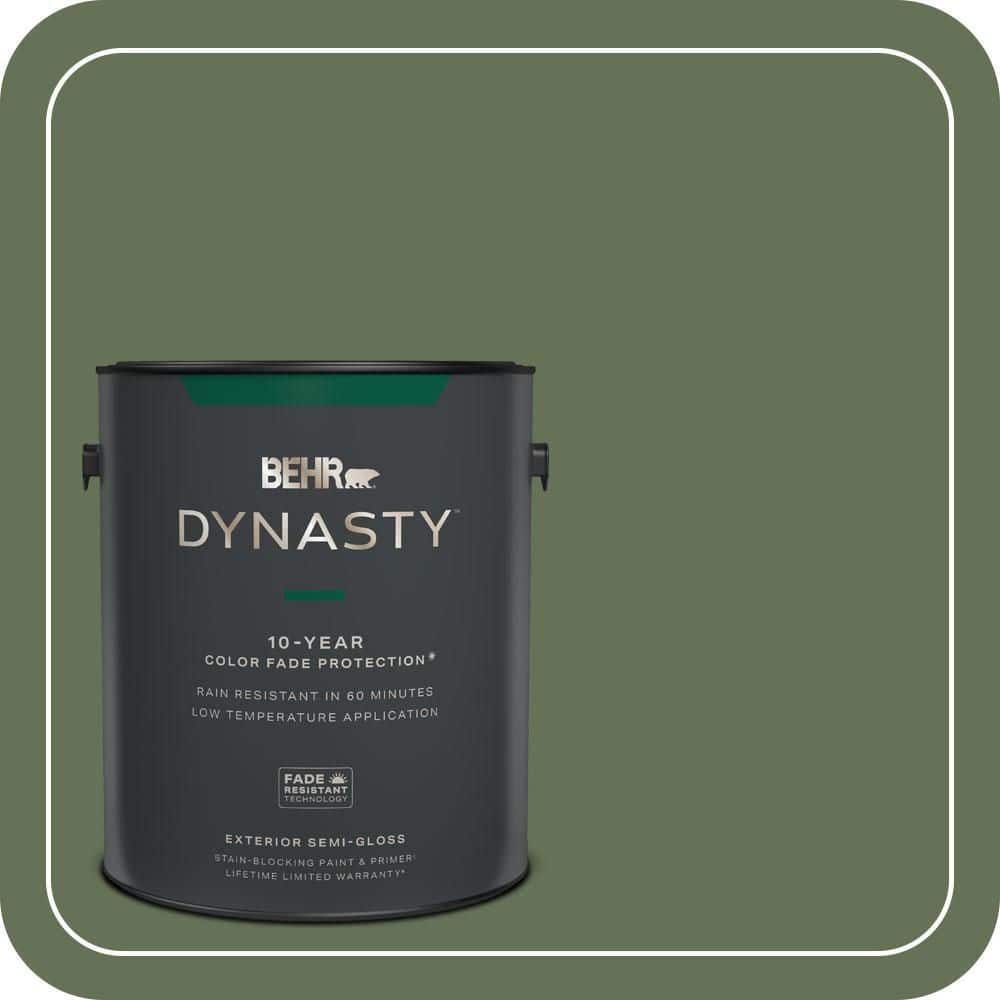BEHR DYNASTY 1 gal. #PMD-46 French Tarragon Semi-Gloss Exterior Stain-Blocking Paint & Primer