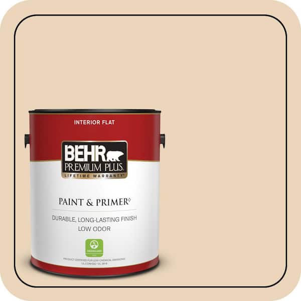 BEHR PREMIUM PLUS 5 gal. #ECC-52-1 Nevada Sand Semi-Gloss Enamel Low Odor Interior Paint & Primer (2)