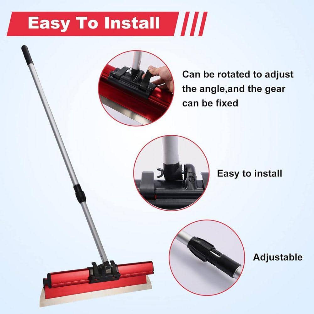 KIWDZFU 16 and 24 Stainless Steel Drywall Skimming Blade Set with Semi-Circular Blade and Extendable Handle (2)
