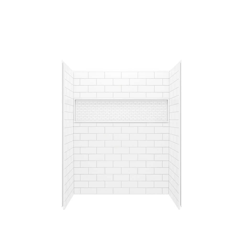 Bootz Industries NexTile 60 in. W 30 in. D 74 in. H Four-Piece Direct-to-Stud Composite Alcove Subway Tile Shower Wall Kit (2)