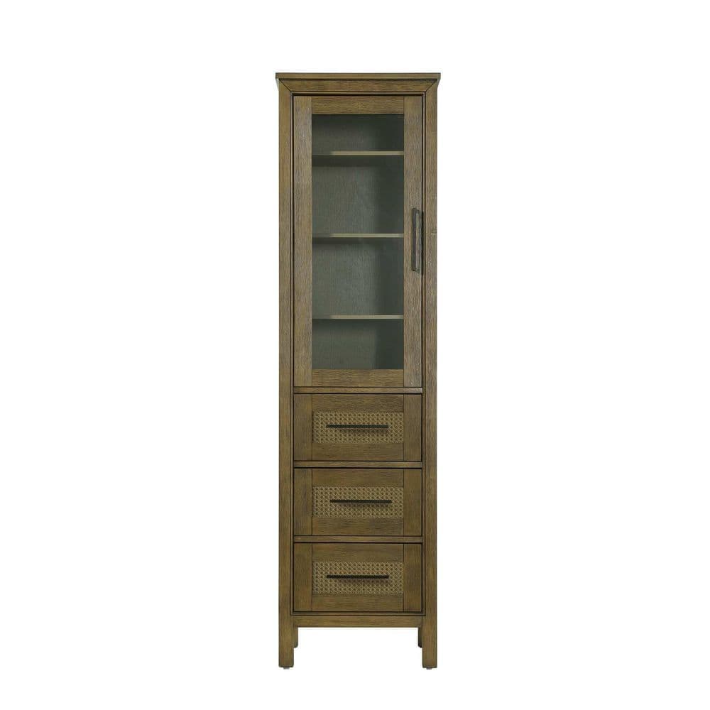TIMELESS HOME 20 in. W x 18 in. D x 72 in. H Brown Freestanding Linen Cabinet (1)