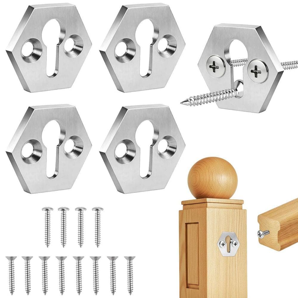 Unbranded 4 Set Newel Post Fastener Mounting Kit for Wood Handrail to Column Stair Rail Hidden Installation Hardware (3)