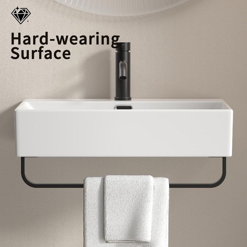 Coporesell 23.63 in. x 14.18 in. Wall Mounted Bathroom Sink in Milk White Ceramic (3)