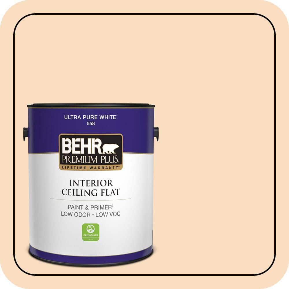BEHR PREMIUM PLUS 1 gal. #M240-2 Pinch of Pearl Ceiling Flat Interior Paint & Primer (1)