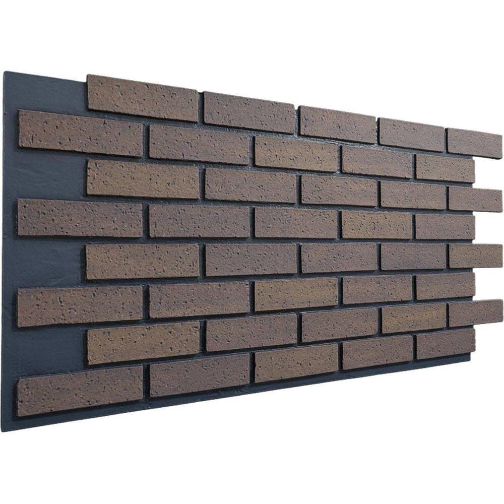 Ekena Millwork EverStone Traditional Faux Brick Panel, 44"W x 21 3/4"H x 3/4"D, Pecan Color (3)