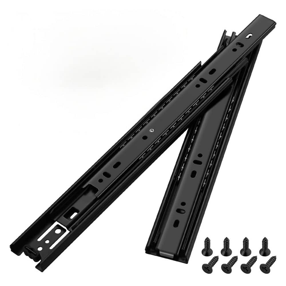 Wudkey 2-Piece 10 in. Full Extension Ball Bearing Black Side Mount Drawer Slide Rails with 100 lbs. Load Capacity (1)