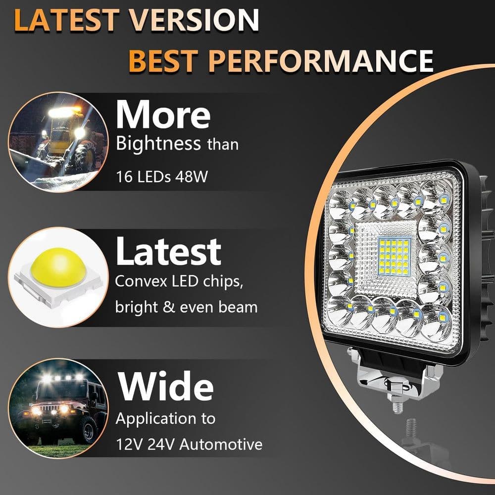BeamBox 4 in. 120V 240W LED Off Road Integrated LED Work Light, 20000 Lumens Cube Pod Light with Adjustable Bracket (10-Pack) (3)