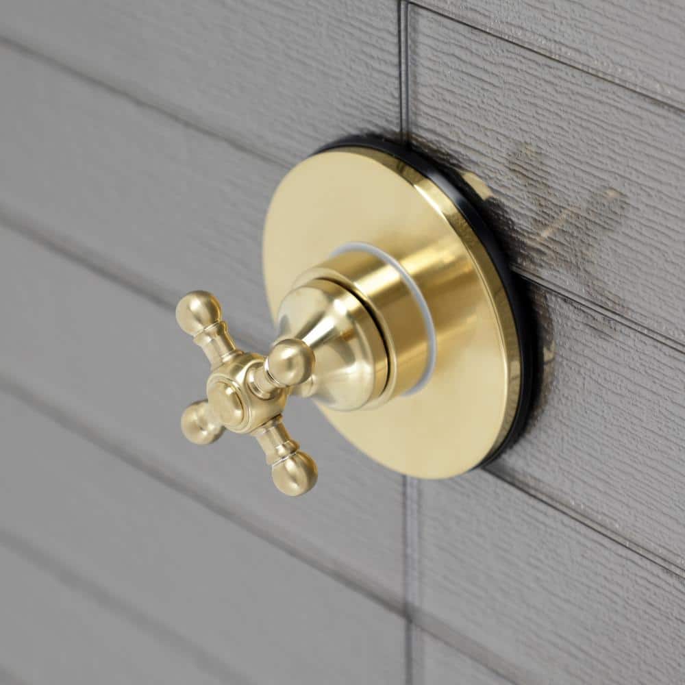 Kingston Brass Single-Handle 1-Hole Wall Mount Three-Way Diverter Valve with Trim Kit in Brushed Brass (2)