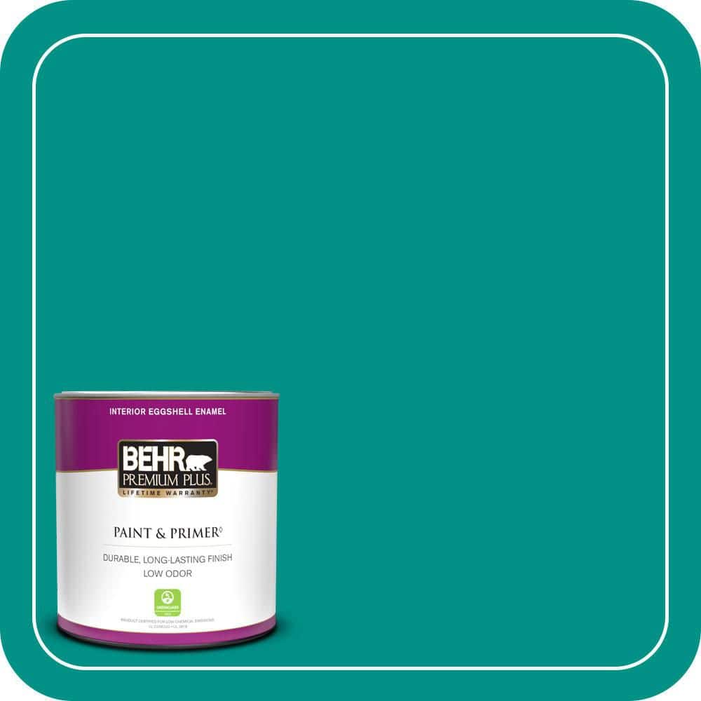 BEHR PREMIUM PLUS 1 qt. #490B-6 Emerald Coast Eggshell Enamel Low Odor Interior Paint & Primer