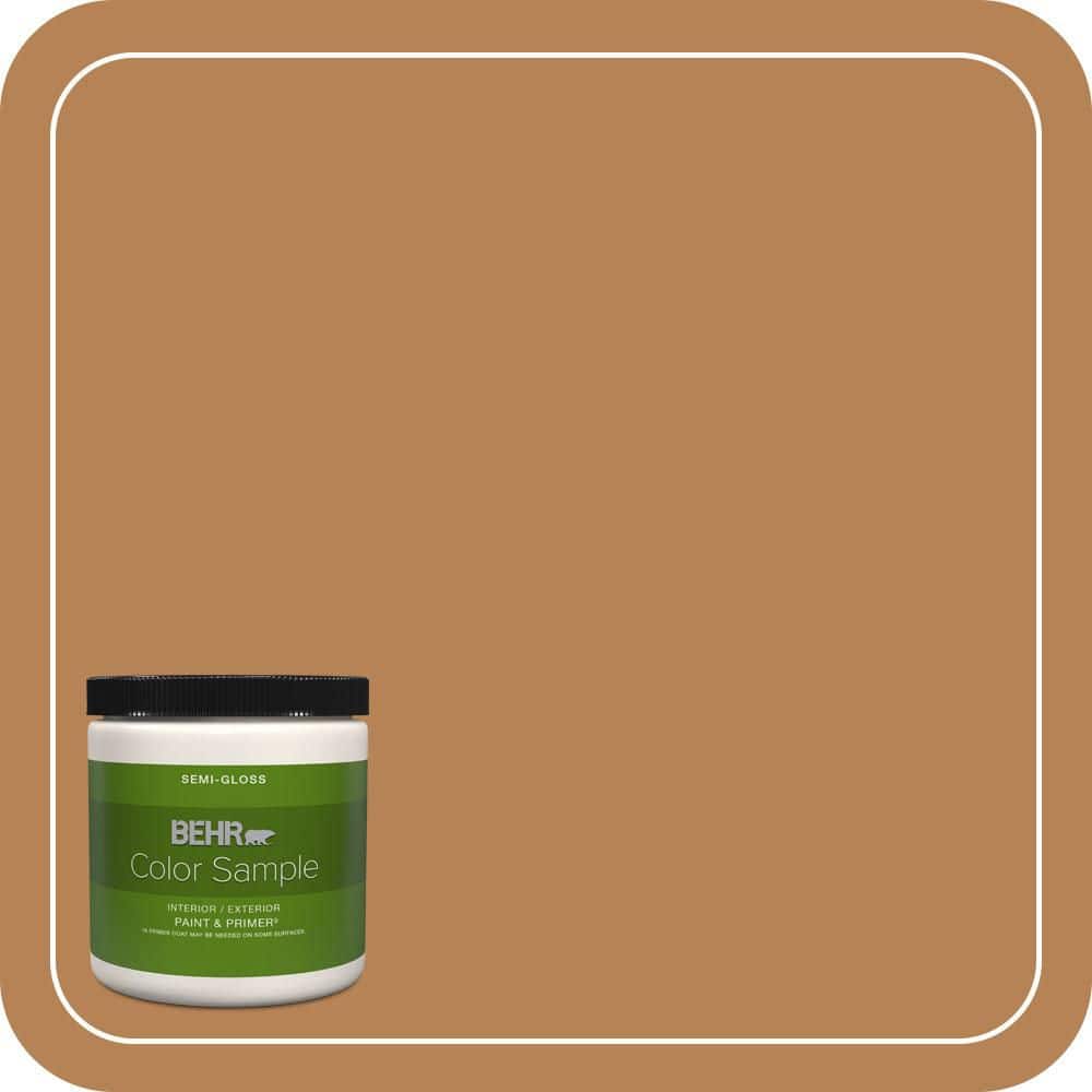 BEHR PREMIUM PLUS 8 oz. #S250-5 Roasted Cashew Semi-Gloss Interior/Exterior Paint & Primer Color Sample