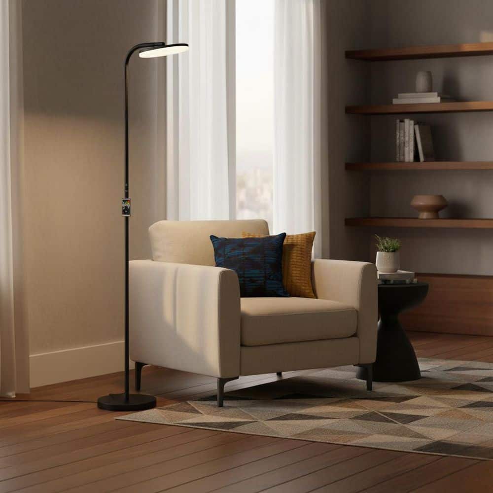 Quoizel Arlen 65 in. Matte Black Modern Integrated LED Dimmable and Color Temperature Adjustable Standard Floor Lamp (2)