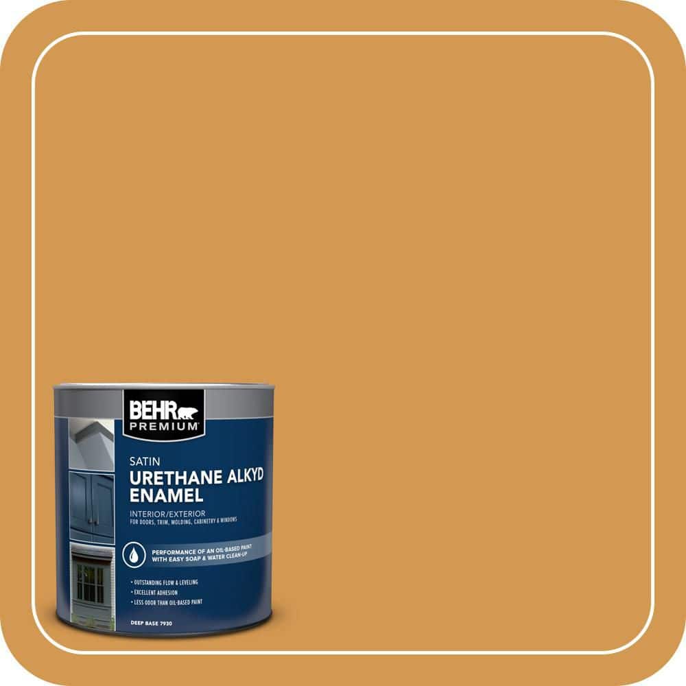 BEHR PREMIUM 1 qt. #PPU6-02 Saffron Strands Satin Enamel Urethane Alkyd Interior/Exterior Paint (1)