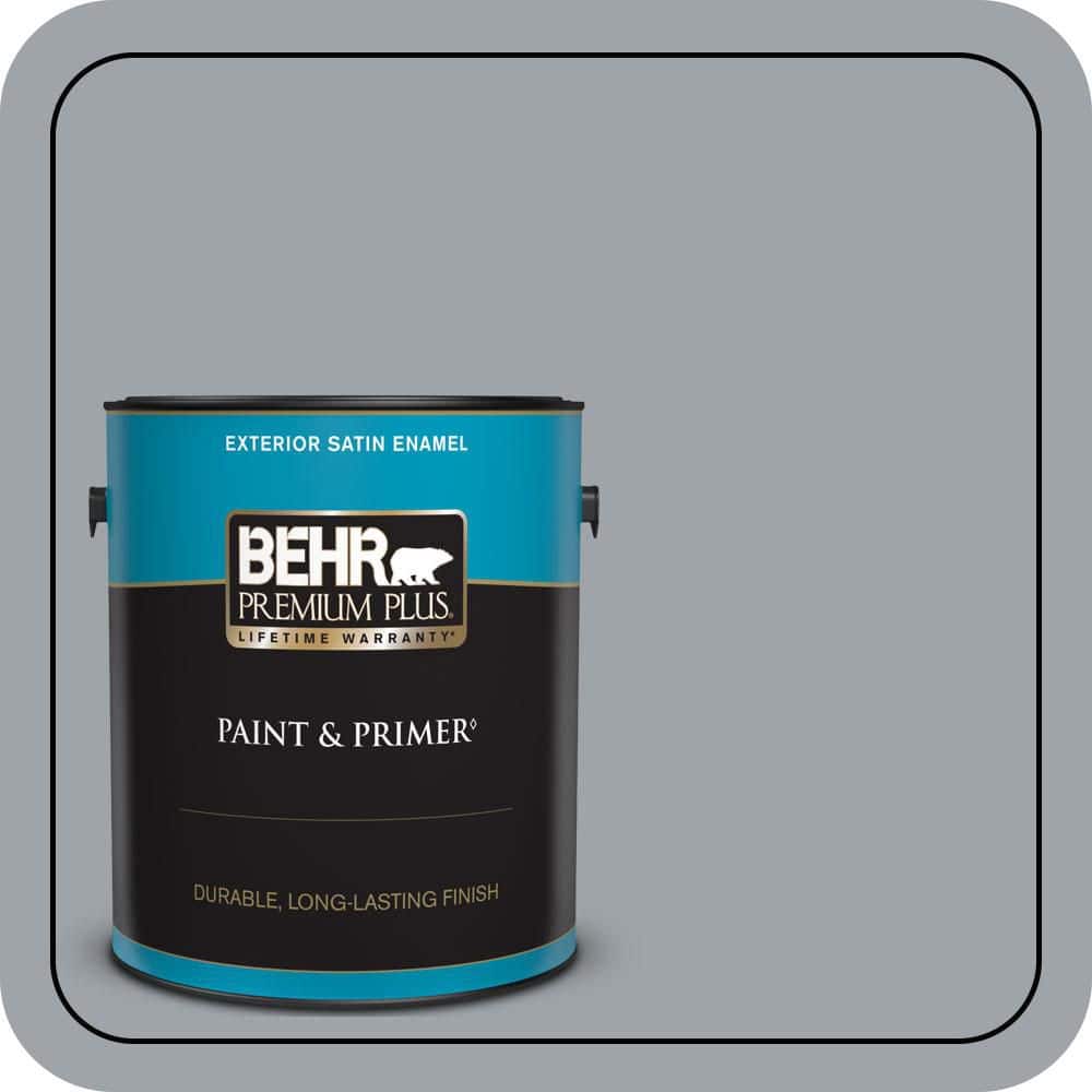 BEHR PREMIUM PLUS 1 gal. #N510-4 Supernova Satin Enamel Exterior Paint & Primer