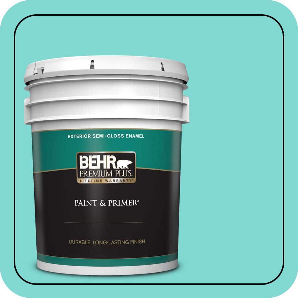 BEHR PREMIUM PLUS 5 gal. #MQ4-22 Key Largo Semi-Gloss Enamel Exterior Paint & Primer