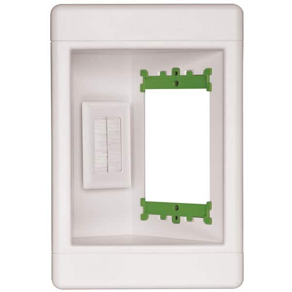 Legrand Pass & Seymour 1 Gang Recessed TV Media Box with Low Voltage Brush Insert, White (2)