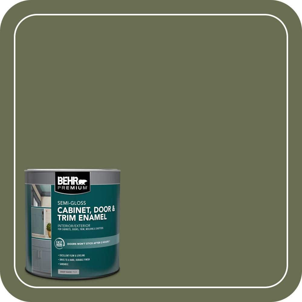 BEHR PREMIUM 1 qt. #S380-7 Global Green Semi-Gloss Enamel Interior/Exterior Cabinet, Door & Trim Paint